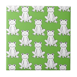 Green Cute Animal Pattern Cartoon Frog Pattern Ceramic Tile