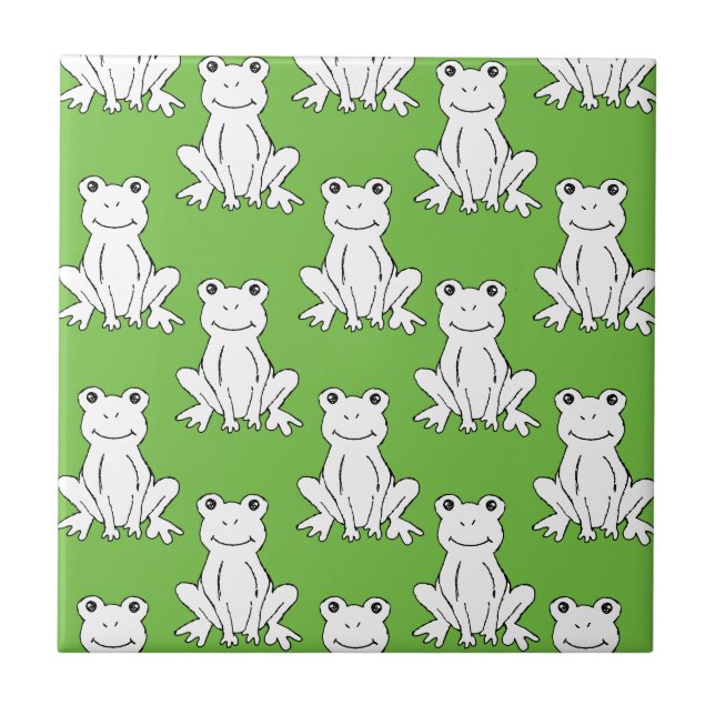 Green Cute Animal Pattern Cartoon Frog Pattern Ceramic Tile (Front)