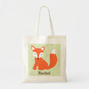 Green Cute Baby Fox Personalised Tote Bag