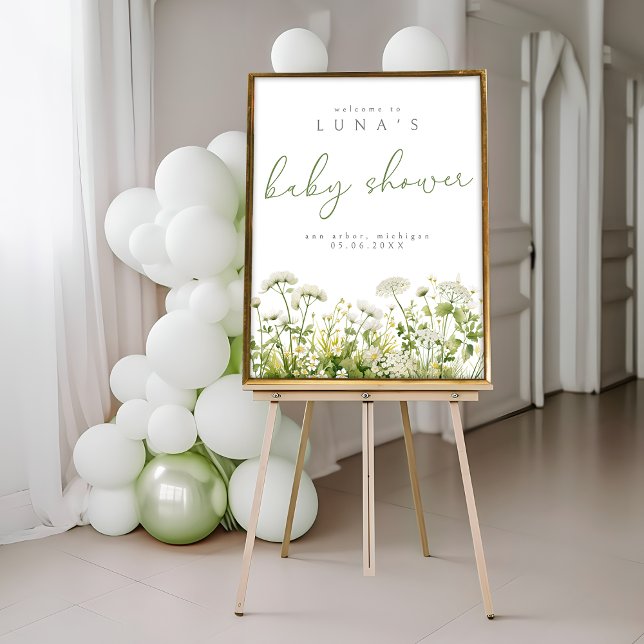 Green Cute Baby In Bloom Wildflower Welcome Poster (Creator Uploaded)