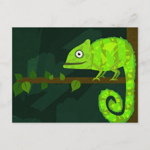 Green cute chameleon advice card