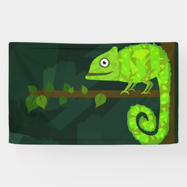 Green cute chameleon banner (Horizontal)