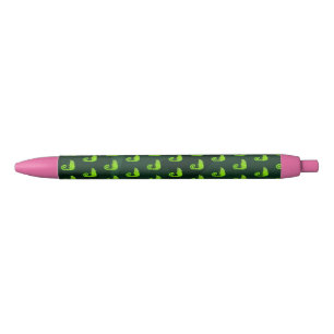 Green cute chameleon black ink pen