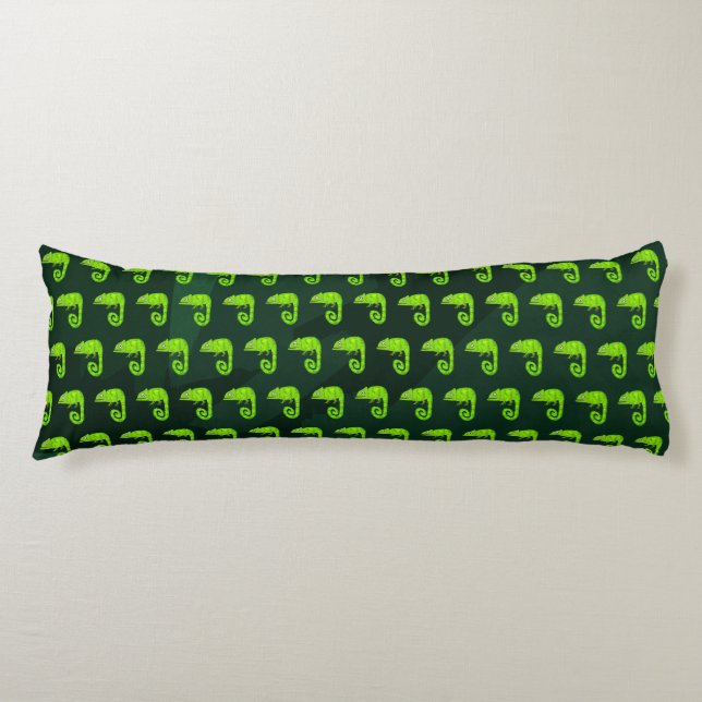 Green cute chameleon body cushion (Front)