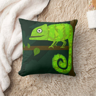 Green cute chameleon cushion