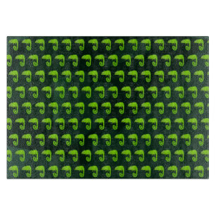 Green cute chameleon cutting board