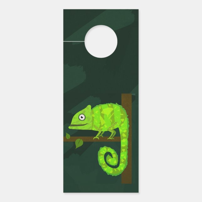 Green cute chameleon door hanger (Front)