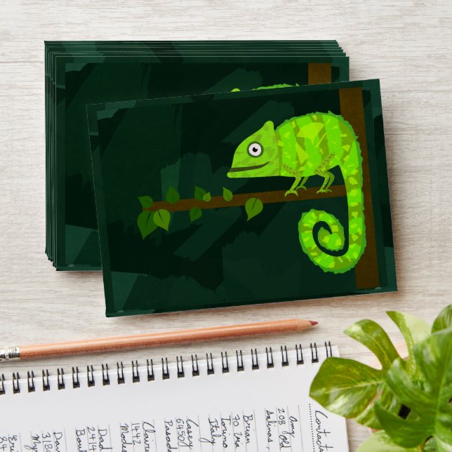 Green cute chameleon envelope (Stacked)