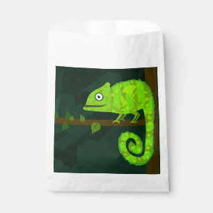 Green cute chameleon favour bag