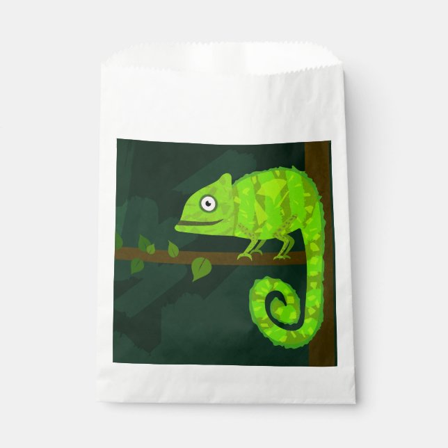 Green cute chameleon favour bag (Front)