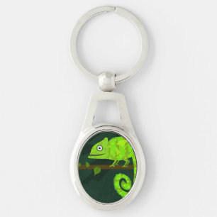 Green cute chameleon key ring