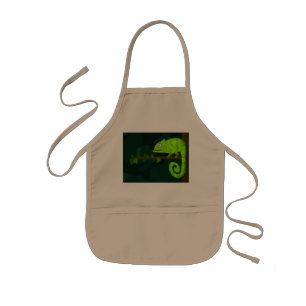 Green cute chameleon kids apron