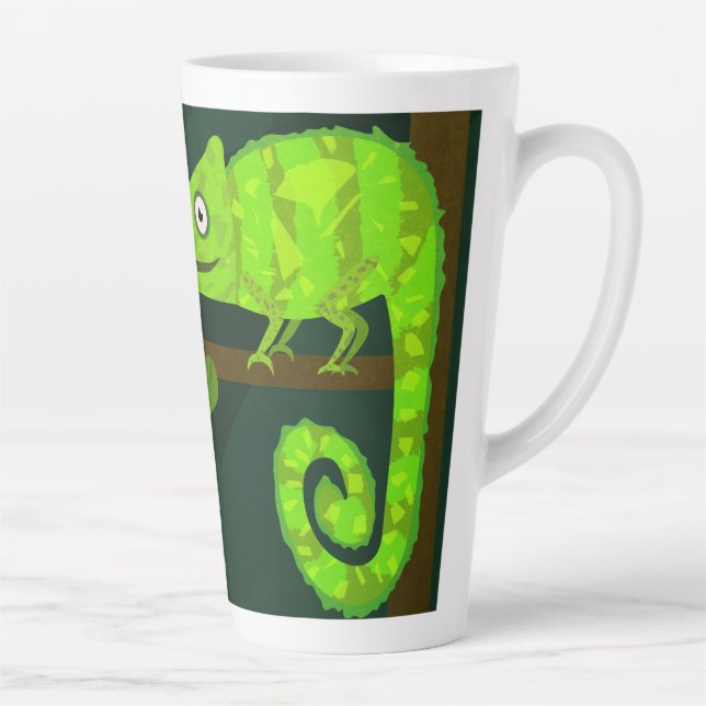 Green cute chameleon latte mug (Right)