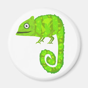Green cute chameleon magnet