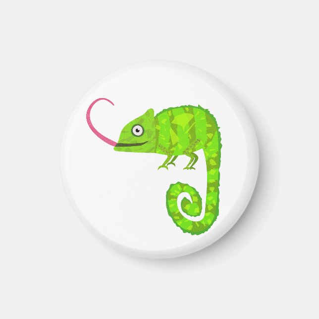 Green cute chameleon magnet (Front)
