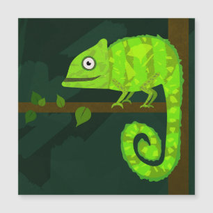Green cute chameleon magnetic invitation