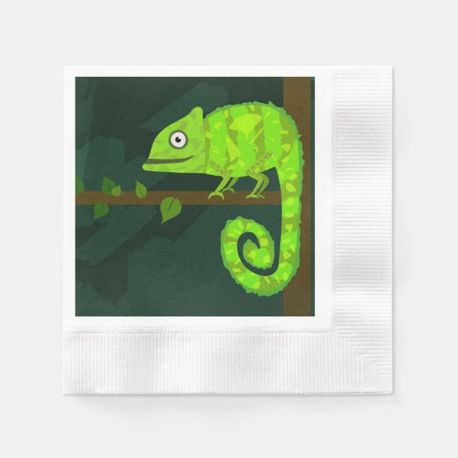 Green cute chameleon napkin (Front)