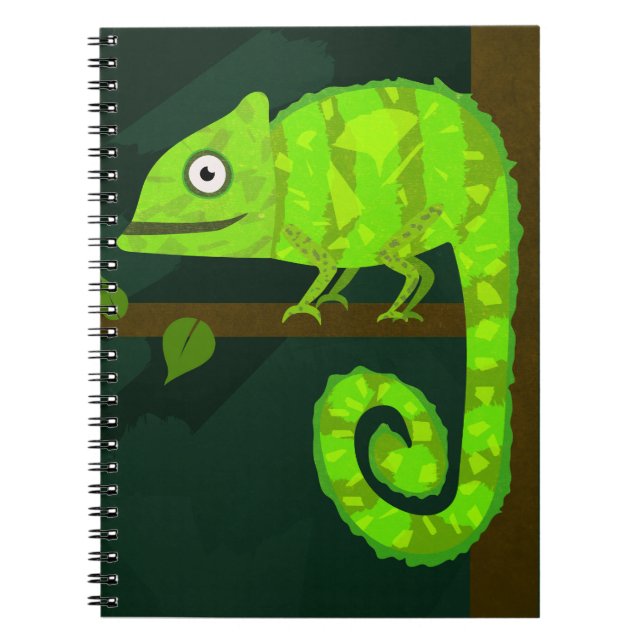 Green cute chameleon notebook (Front)