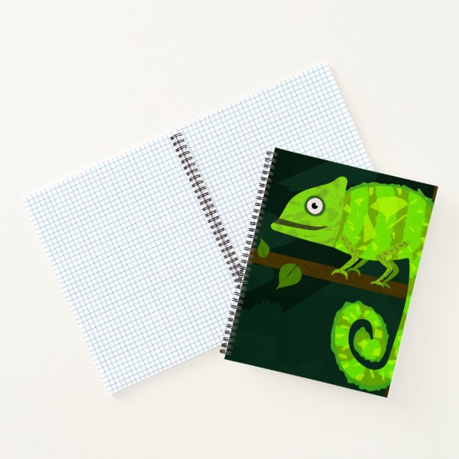 Green cute chameleon notebook (Inside)