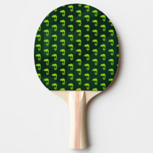 Green cute chameleon ping pong paddle