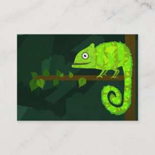 Green cute chameleon place card