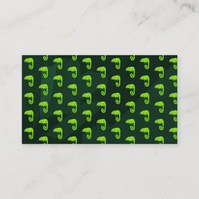 Green cute chameleon place card (Front)