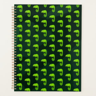 Green cute chameleon planner