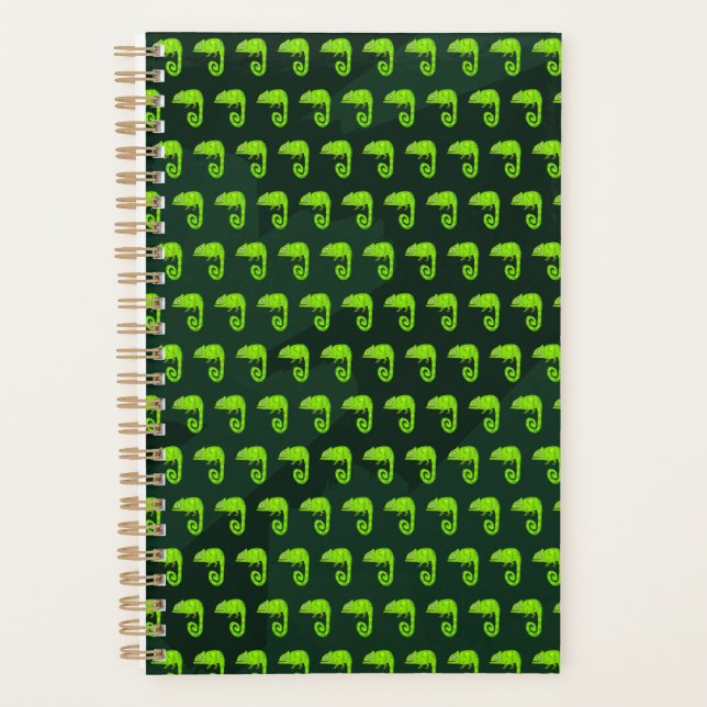 Green cute chameleon planner (Front)