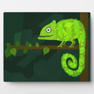 Green cute chameleon plaque