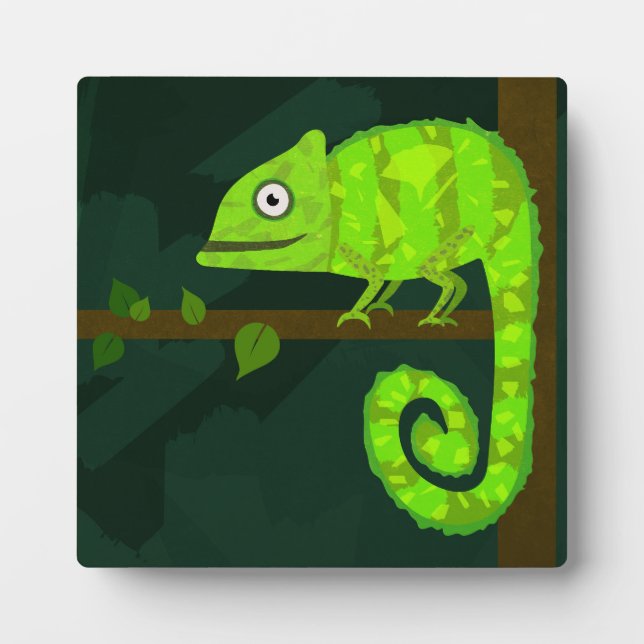 Green cute chameleon plaque (Front)