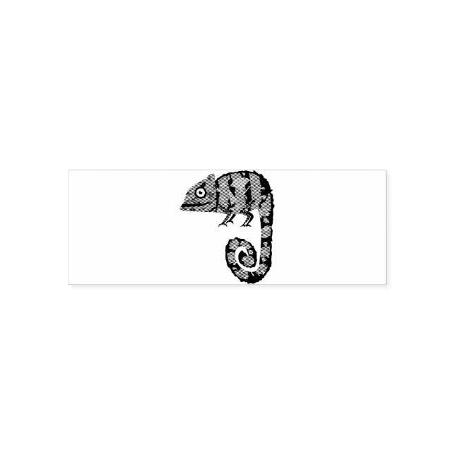 Green cute chameleon self-inking stamp (Design)