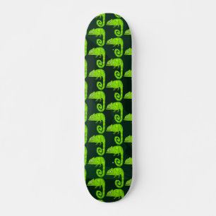 Green cute chameleon skateboard