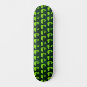 Green cute chameleon skateboard