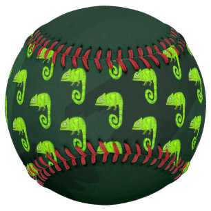 Green cute chameleon softball