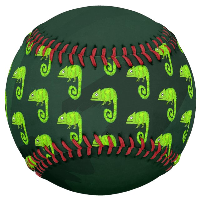 Green cute chameleon softball (Front)
