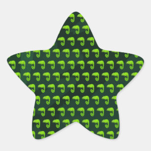 Green cute chameleon star sticker