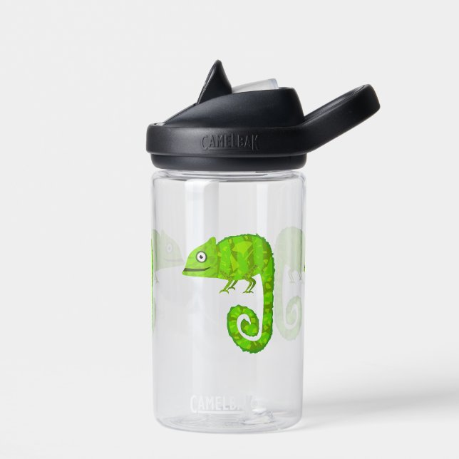 Green cute chameleon water bottle (Left)