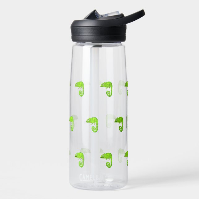 Green cute chameleon water bottle (Left)