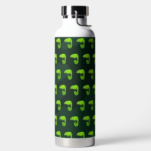 Green cute chameleon water bottle