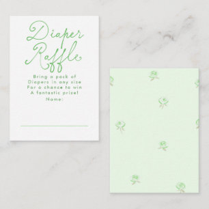 Green Cute Diaper Raffle Baby Shower Tickets Enclosure Card