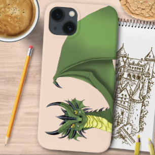 Green Cute Dragon Portrait Peach Fantasy iPhone 13 Case