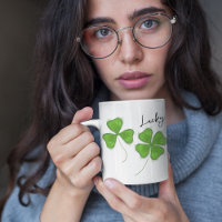 Green Cute Four Leaf Clover Personalised