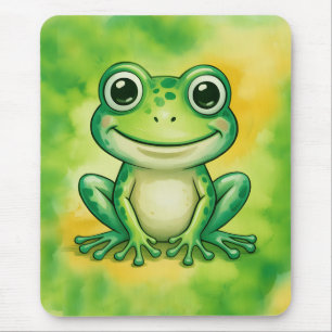 Green cute frog mouse pad