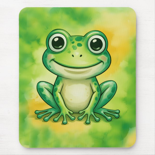 Green cute frog mouse pad (Front)
