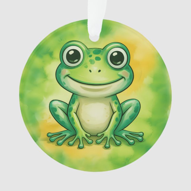 Green cute frog ornament (Front)