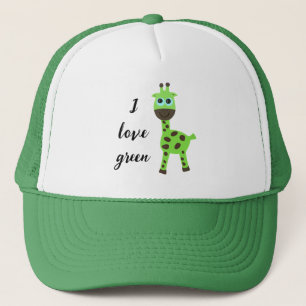 Green cute giraffe trucker hat