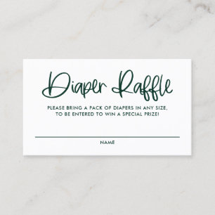 Green Cute Modern Calligraphy Diaper Raffle Card