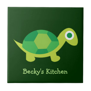 Green Cute Turtle Trivet Tile