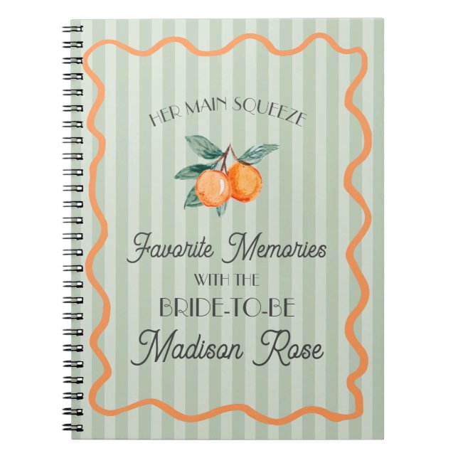 Green Cutie Main Squeeze Favourite Memories Bride Notebook (Front)