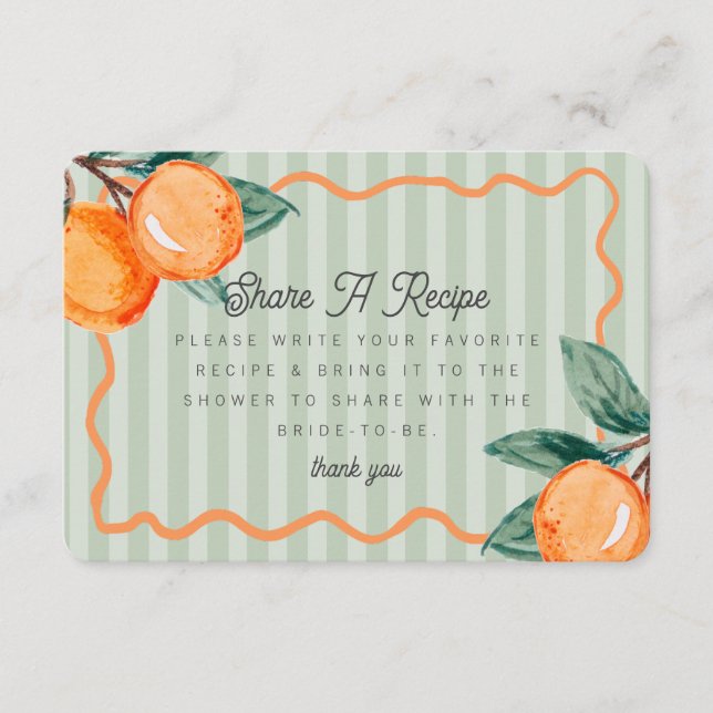 Green Cutie Pastel Citrus Bridal Share a Recipe Enclosure Card (Front)